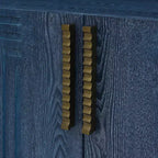 Meuble de rangement vintage à 4 portes, buffet rétro en bois, bahut avec étagères réglables, bleu marine antique/noir - ModernLuxe