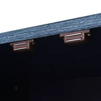 Meuble de rangement vintage à 4 portes, buffet rétro en bois, bahut avec étagères réglables, bleu marine antique/noir - ModernLuxe