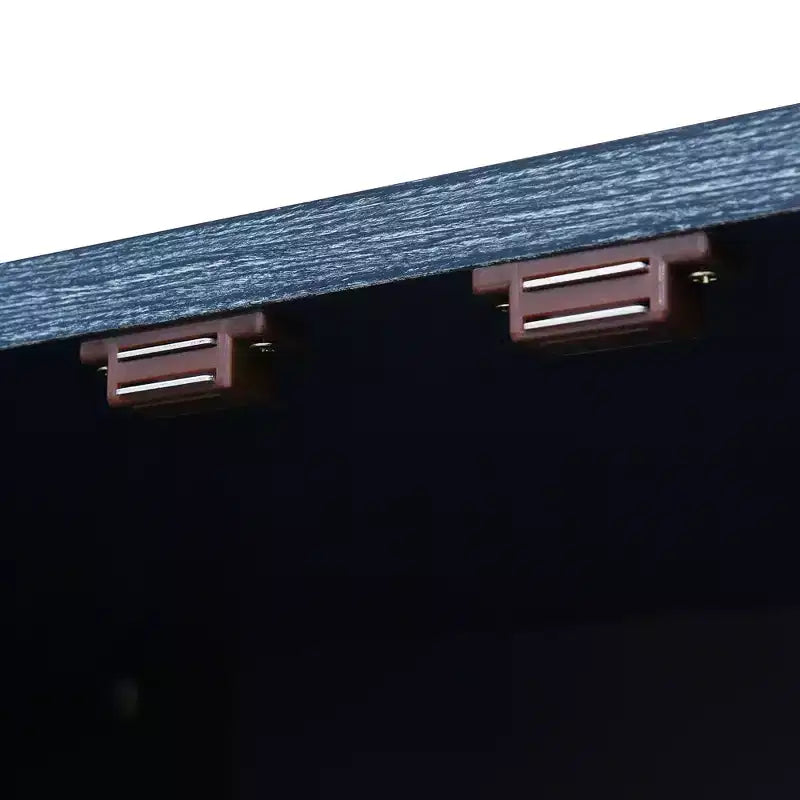 Meuble de rangement vintage à 4 portes, buffet rétro en bois, bahut avec étagères réglables, bleu marine antique/noir - ModernLuxe
