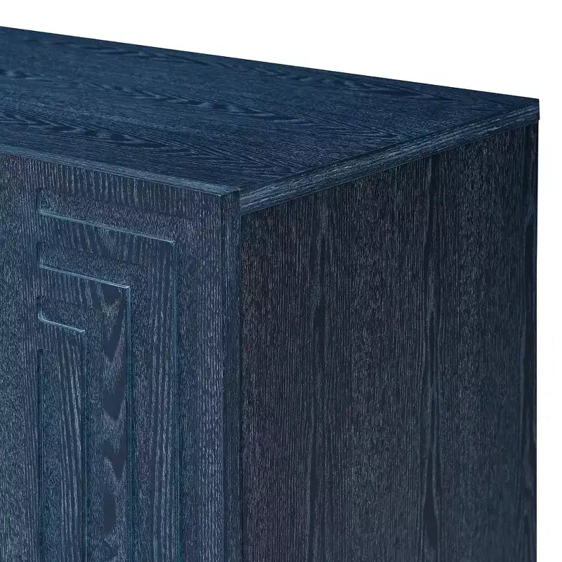 Meuble de rangement vintage à 4 portes, buffet rétro en bois, bahut avec étagères réglables, bleu marine antique/noir - ModernLuxe