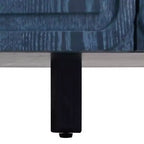 Meuble de rangement vintage à 4 portes, buffet rétro en bois, bahut avec étagères réglables, bleu marine antique/noir - ModernLuxe