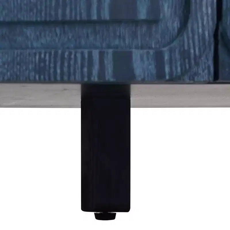 Meuble de rangement vintage à 4 portes, buffet rétro en bois, bahut avec étagères réglables, bleu marine antique/noir - ModernLuxe