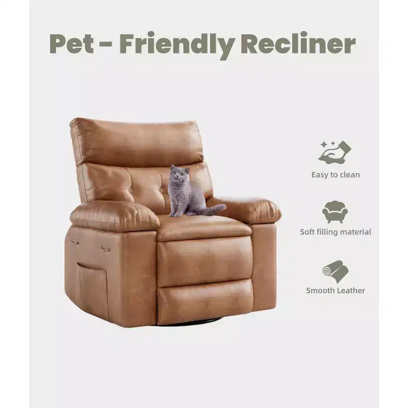 Fauteuil Inclinable Large Surdimensionné - Grand Fauteuil Inclinable Manuel en Faux Cuir PU pour Adultes, Fauteuil de Repos au Confort Exceptionnel