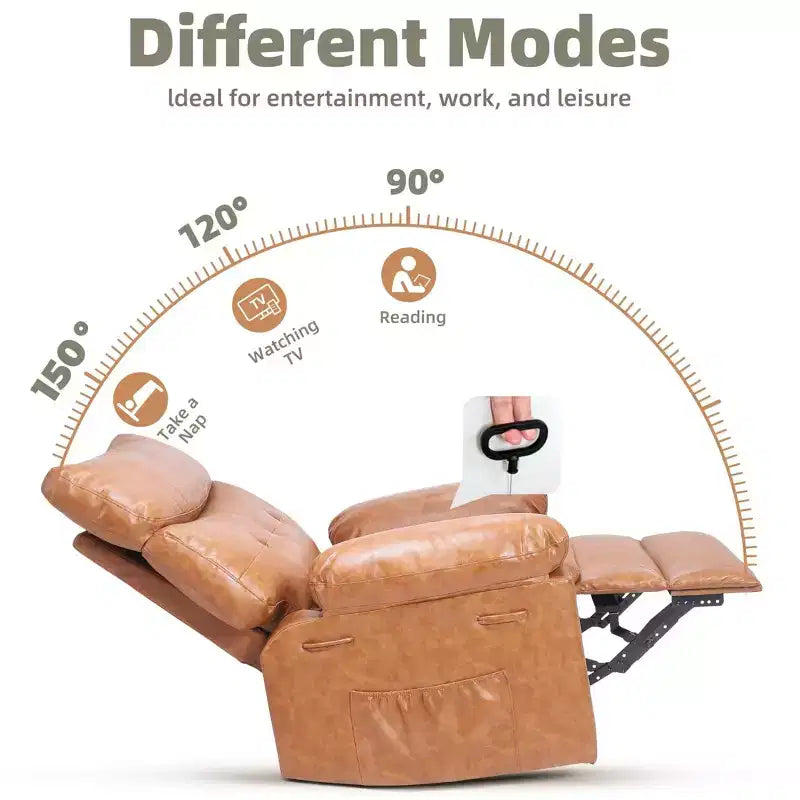 Fauteuil Inclinable Large Surdimensionné - Grand Fauteuil Inclinable Manuel en Faux Cuir PU pour Adultes, Fauteuil de Repos au Confort Exceptionnel