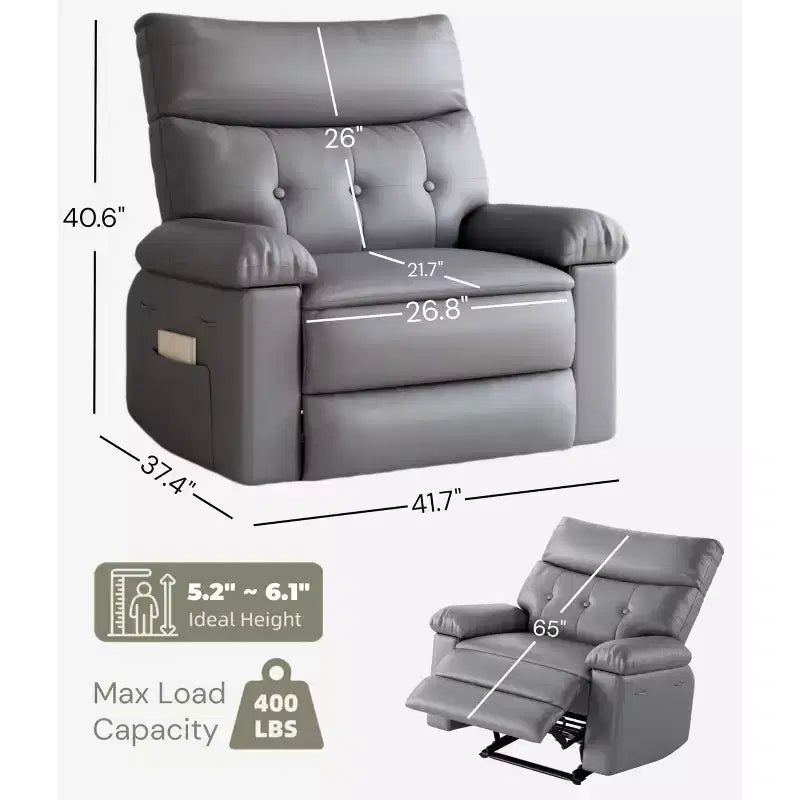 Fauteuil Inclinable Large Surdimensionné - Grand Fauteuil Inclinable Manuel en Faux Cuir PU pour Adultes, Fauteuil de Repos au Confort Exceptionnel