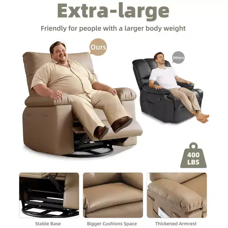 Fauteuil Inclinable Large Surdimensionné - Grand Fauteuil Inclinable Manuel en Faux Cuir PU pour Adultes, Fauteuil de Repos au Confort Exceptionnel