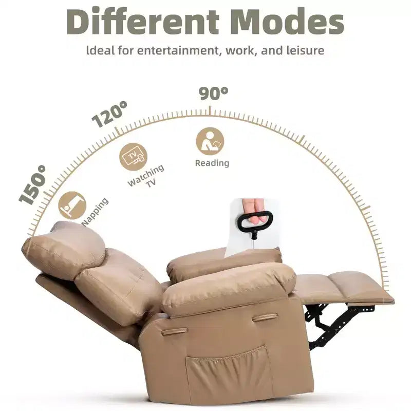 Fauteuil Inclinable Large Surdimensionné - Grand Fauteuil Inclinable Manuel en Faux Cuir PU pour Adultes, Fauteuil de Repos au Confort Exceptionnel