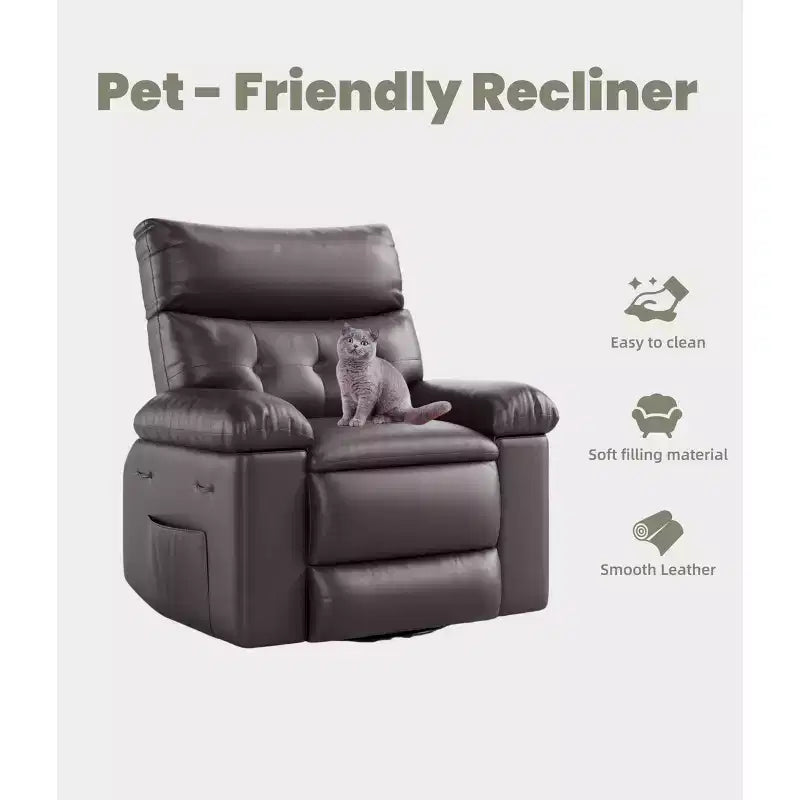 Fauteuil Inclinable Large Surdimensionné - Grand Fauteuil Inclinable Manuel en Faux Cuir PU pour Adultes, Fauteuil de Repos au Confort Exceptionnel