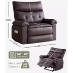 Fauteuil Inclinable Large Surdimensionné - Grand Fauteuil Inclinable Manuel en Faux Cuir PU pour Adultes, Fauteuil de Repos au Confort Exceptionnel