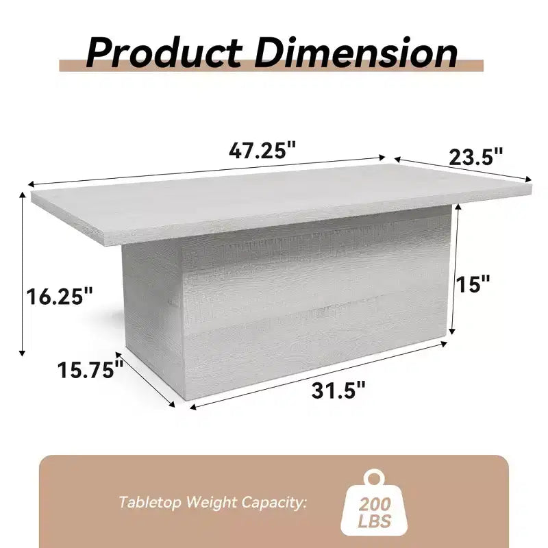Table basse rectangulaire Dyonery, 120 cm, table basse moderne en bois massif, table basse de cocktail rustique de ferme