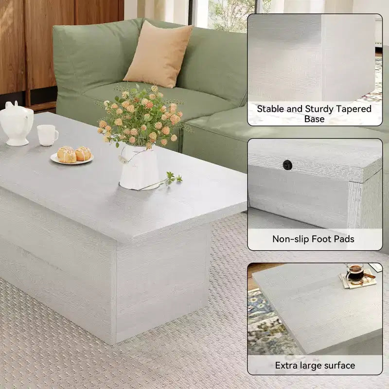 Table basse rectangulaire Dyonery, 120 cm, table basse moderne en bois massif, table basse de cocktail rustique de ferme