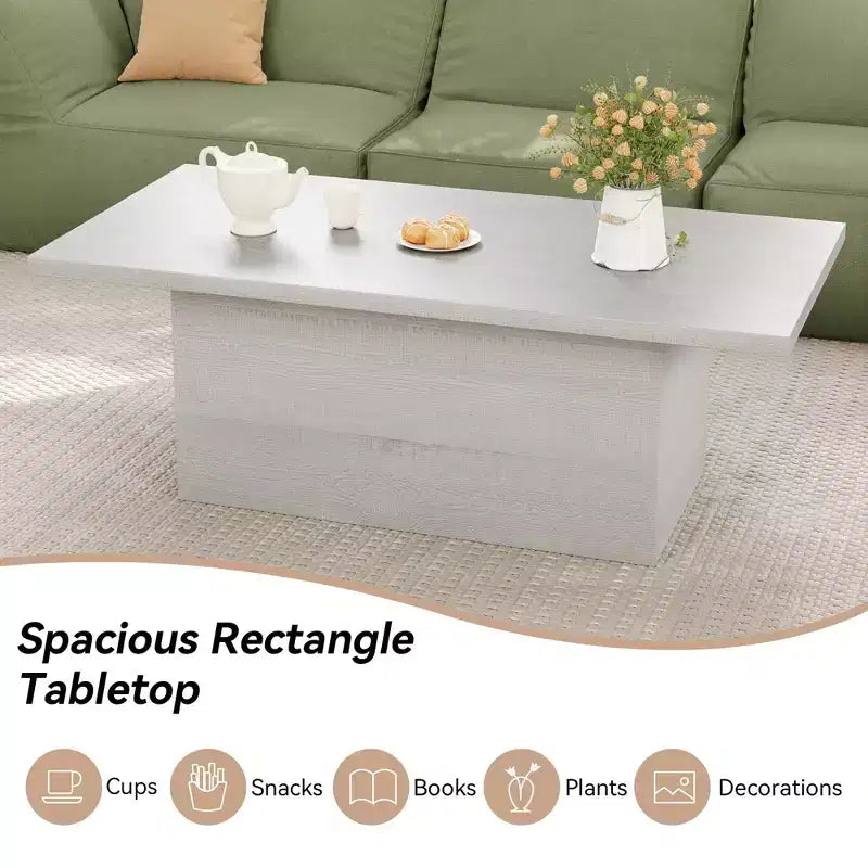 Table basse rectangulaire Dyonery, 120 cm, table basse moderne en bois massif, table basse de cocktail rustique de ferme