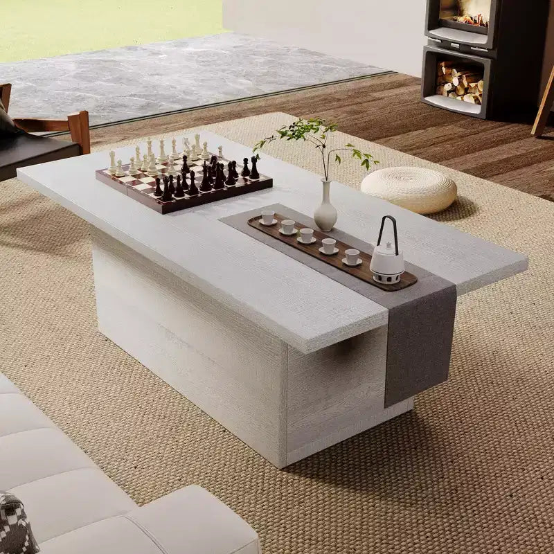Table basse rectangulaire Dyonery, 120 cm, table basse moderne en bois massif, table basse de cocktail rustique de ferme