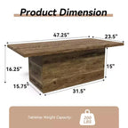 Table basse rectangulaire Dyonery, 120 cm, table basse moderne en bois massif, table basse de cocktail rustique de ferme
