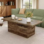 Table basse rectangulaire Dyonery, 120 cm, table basse moderne en bois massif, table basse de cocktail rustique de ferme