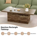Table basse rectangulaire Dyonery, 120 cm, table basse moderne en bois massif, table basse de cocktail rustique de ferme