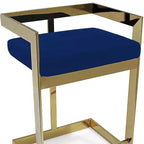Chaise de bar HomeRoots 30, dossier bas, en métal et velours, bleu et doré