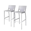 HomeRoots Set of Two 29 White and Silver Metal and Faux Leather Low Back Bar Height Bar Chairs
