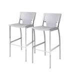HomeRoots Set of Two 29 White and Silver Metal and Faux Leather Low Back Bar Height Bar Chairs