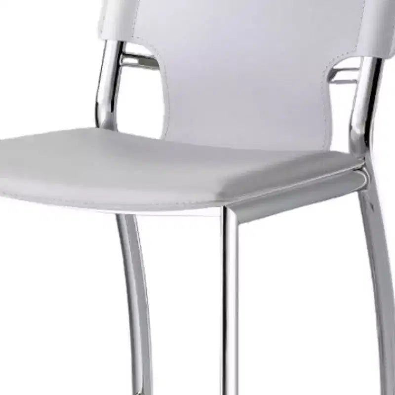 HomeRoots Lot de deux chaises de bar à dossier bas, hauteur comptoir, en métal et similicuir blanc et argenté de 29 po