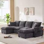 Okak Modern U-Shaped Sectional Sofa Couch with 2 Pillows 6 Seat Chenille Modular Sofa Freely Combinable for Living Room,Apartment,Office