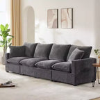 Canapé sectionnel moderne en U Okak avec 2 oreillers, canapé modulaire 6 places en chenille librement combinable pour salon, appartement, bureau