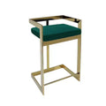 HomeRoots 26 Green and Gold Velvet and Stainless Steel Backless Bar Height Bar Chair