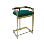 HomeRoots 26 Green and Gold Velvet and Stainless Steel Backless Bar Height Bar Chair