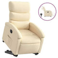 vidaXL Electric Recliner Chair Power Lift - Cream Fabric, Motorized Footrest & Backrest, Comfortable Padding, Home Theater Seating