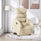 vidaXL Fauteuil inclinable électrique releveur - Tissu crème, repose-pieds et dossier motorisés, rembourrage confortable, siège de cinéma maison