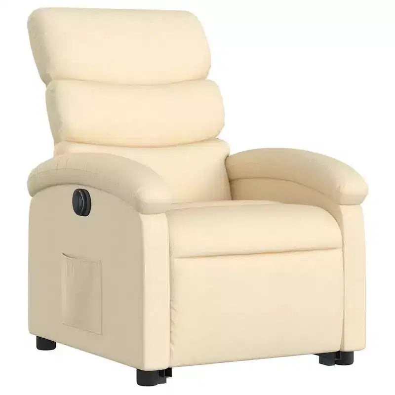 vidaXL Fauteuil inclinable électrique releveur - Tissu crème, repose-pieds et dossier motorisés, rembourrage confortable, siège de cinéma maison