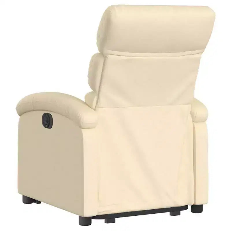 vidaXL Fauteuil inclinable électrique releveur - Tissu crème, repose-pieds et dossier motorisés, rembourrage confortable, siège de cinéma maison