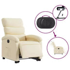 vidaXL Fauteuil inclinable électrique releveur - Tissu crème, repose-pieds et dossier motorisés, rembourrage confortable, siège de cinéma maison