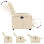vidaXL Fauteuil inclinable électrique releveur - Tissu crème, repose-pieds et dossier motorisés, rembourrage confortable, siège de cinéma maison