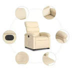 vidaXL Fauteuil inclinable électrique releveur - Tissu crème, repose-pieds et dossier motorisés, rembourrage confortable, siège de cinéma maison