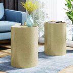 Okak Lot de 2 tables d'appoint, tables de bout modernes en métal pour l'intérieur et l'extérieur, tables basses décoratives pour le jardin, le salon, la cour, le balcon