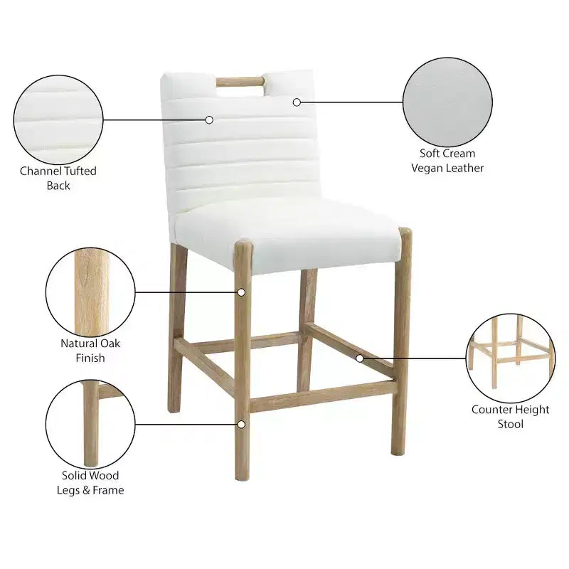 Meridian Furniture, Tabouret de comptoir Aimee en similicuir crème