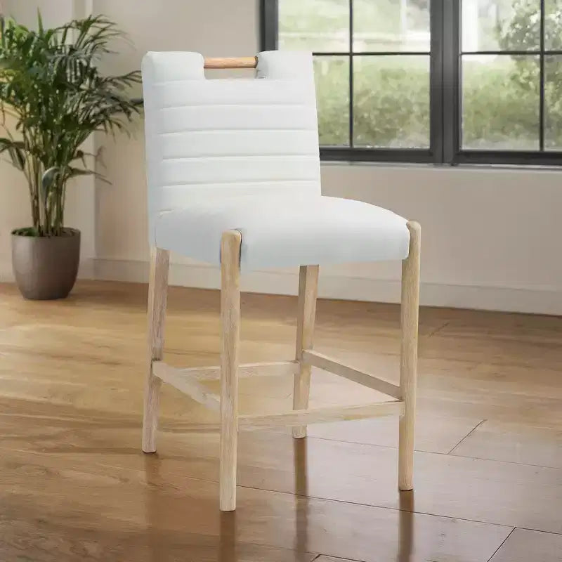 Meridian Furniture, Tabouret de comptoir Aimee en similicuir crème