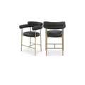 Meridian Furniture,Blake Black Boucle Fabric / Vegan Leather Counter Stool, Set of 2