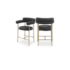 Meridian Furniture,Blake Black Boucle Fabric / Vegan Leather Counter Stool, Set of 2