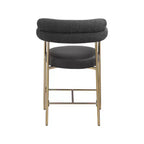 Meridian Furniture,Tabouret de comptoir Blake en tissu bouclette noir / similicuir, lot de 2