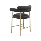 Meridian Furniture,Tabouret de comptoir Blake en tissu bouclette noir / similicuir, lot de 2