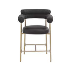 Meridian Furniture,Tabouret de comptoir Blake en tissu bouclette noir / similicuir, lot de 2