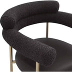 Meridian Furniture,Tabouret de comptoir Blake en tissu bouclette noir / similicuir, lot de 2