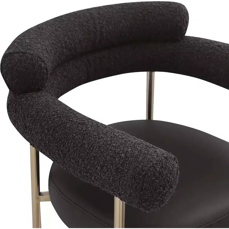 Meridian Furniture,Tabouret de comptoir Blake en tissu bouclette noir / similicuir, lot de 2