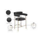 Meridian Furniture,Tabouret de comptoir Blake en tissu bouclette noir / similicuir, lot de 2