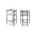 Meridian Furniture,Malin Grey Linen Textured Fabric Counter Stool, Set of 2