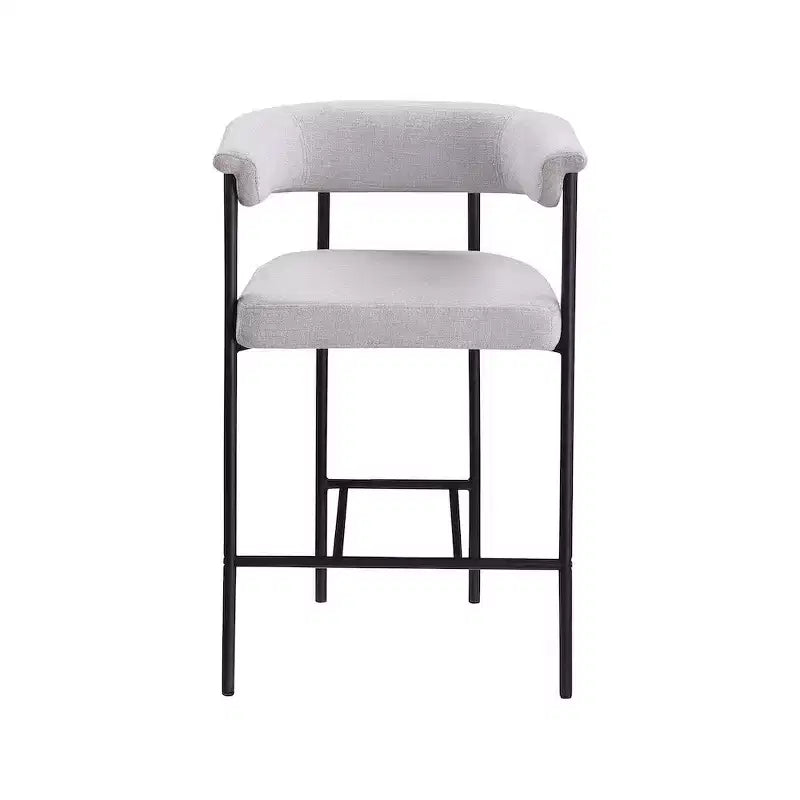 Meridian Furniture, Tabouret de comptoir en tissu texturé lin gris Malin, lot de 2