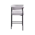 Meridian Furniture, Tabouret de comptoir en tissu texturé lin gris Malin, lot de 2