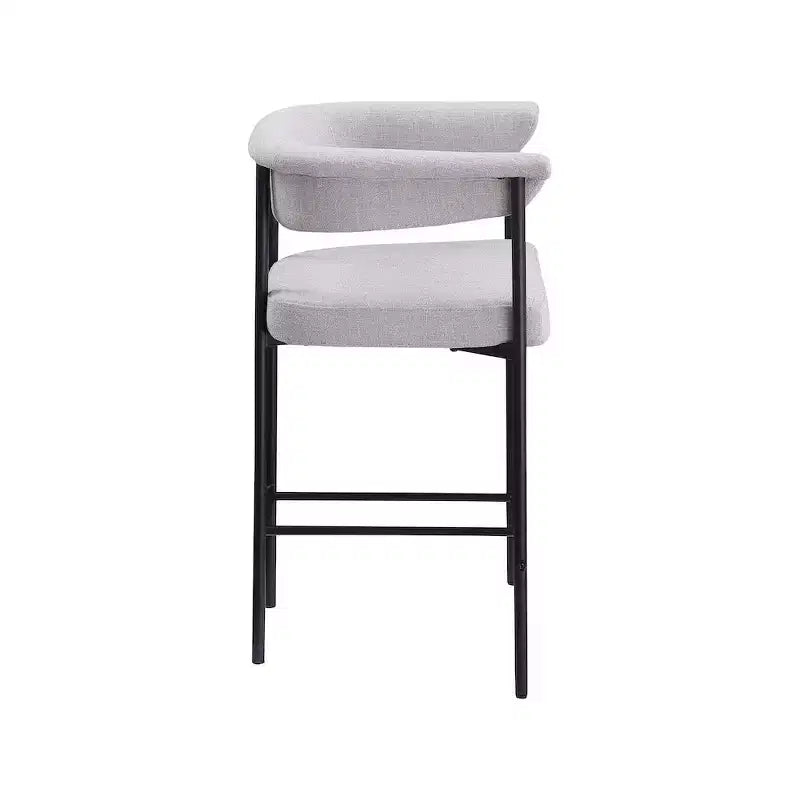 Meridian Furniture, Tabouret de comptoir en tissu texturé lin gris Malin, lot de 2